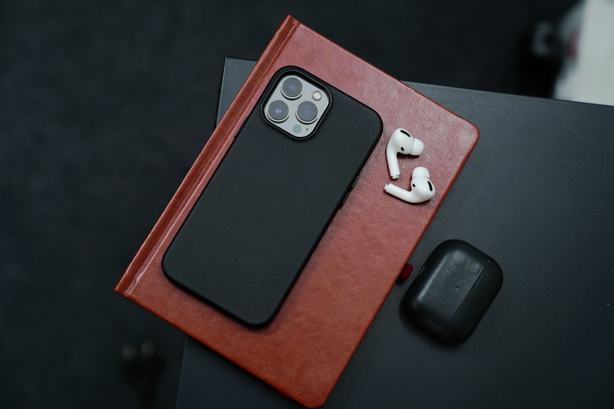 a red and black cell phone