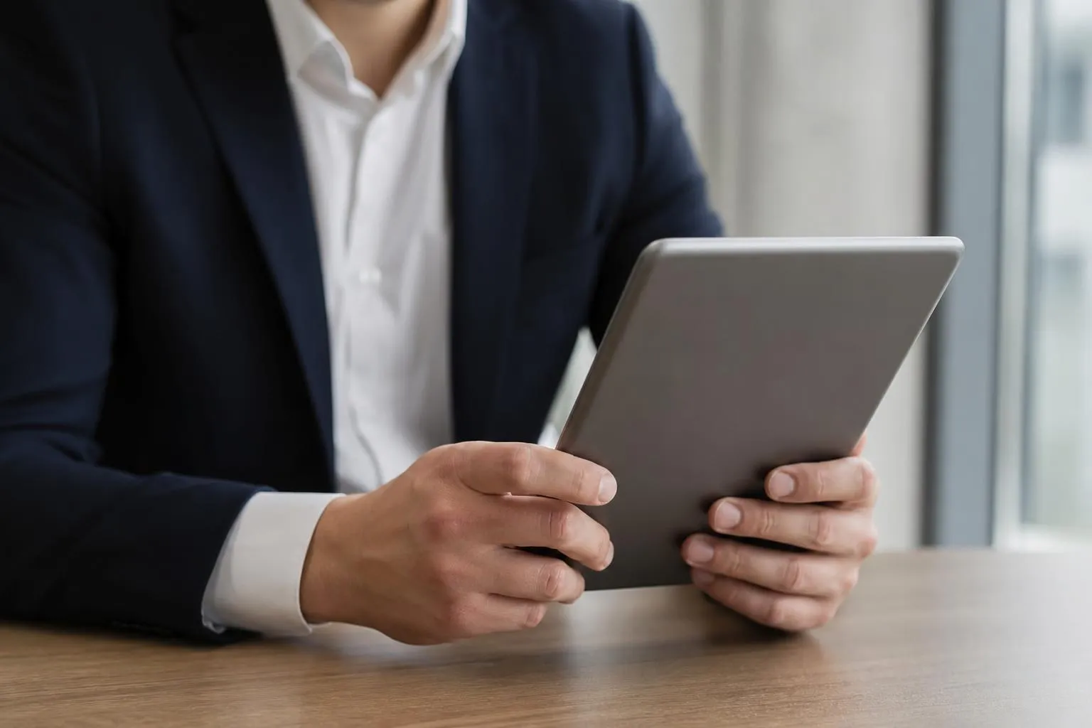 Homme d'affaires utilisant une tablette numérique.