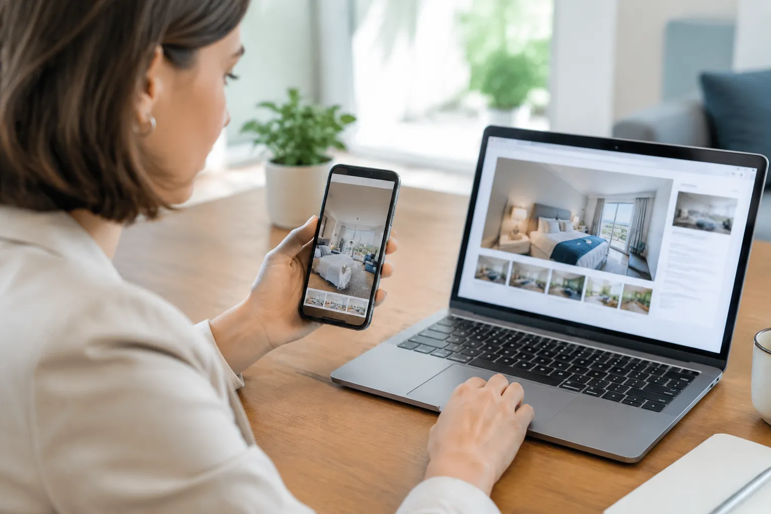 Intégrer une visite 360 sur Booking.com : écran, smartphone et ordinateur en prise en main.