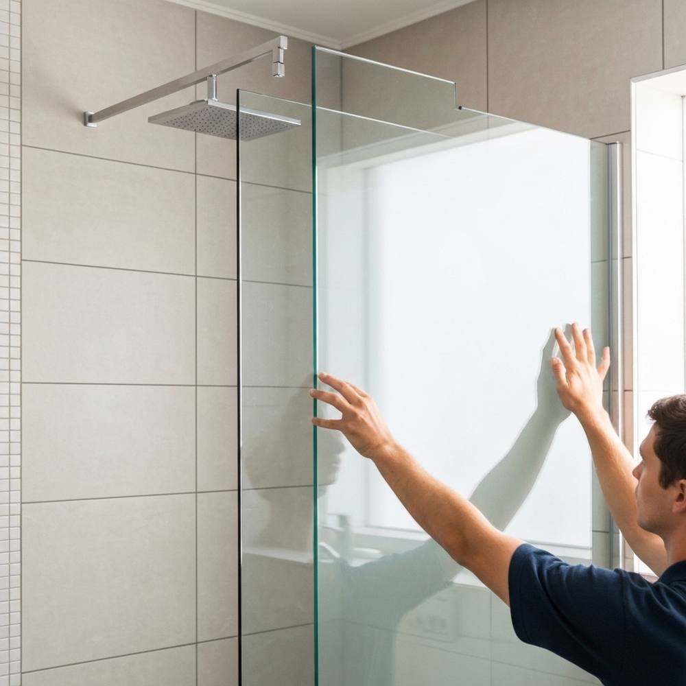 Une image splittée ou côte à côte montrant d'un côté une douche à l'italienne épurée avec paroi en verre et de l'autre une petite baignoire îlot design dans un espace restreint.