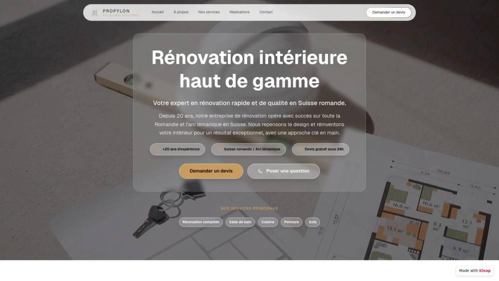 Rénovation intérieure haut de gamme, entreprise suisse romande expérimentée.