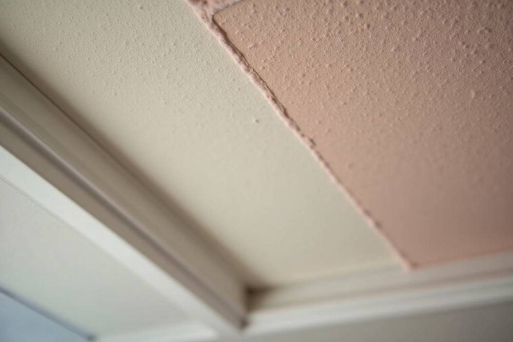 Texture de plâtre rose sur un mur.