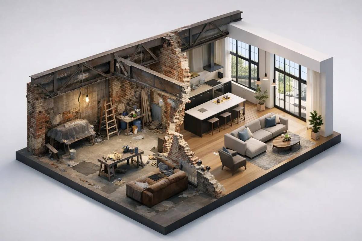 Rénovation loft industriel suisse, transformer lancien en espace dexception