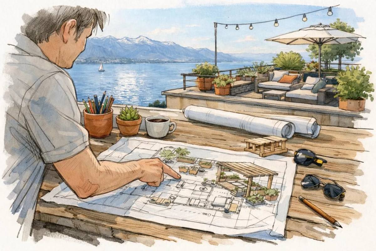Rénovation toit terrasse vue lac Genève, transformez votre espace en 2026